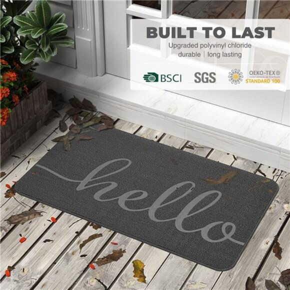Front Door Mat, Non-Slip Entryway Rug, Resist Dirt Hello Welcome Mat (17X30'') - Picture 2 of 7